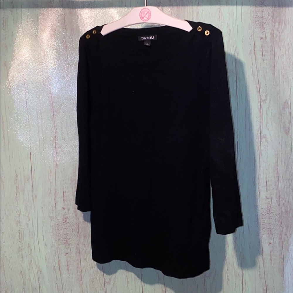 Roz & Ali black zippered shoulders sweater medium